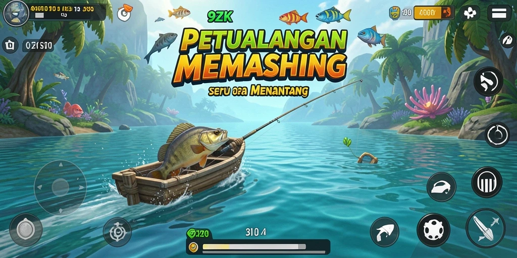 Tampilan gameplay memancing seru di 9ZK dengan grafik yang menawan.