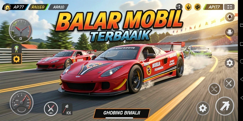 Tampilan gameplay seru dalam balapan mobil API77.