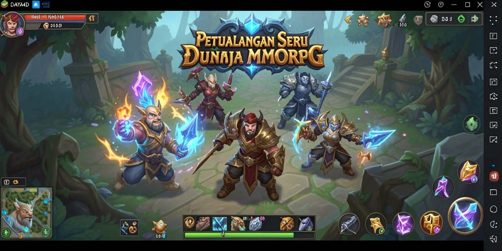 Screenshot dari gameplay DAYA4D yang mengagumkan dengan pertempuran MMORPG.