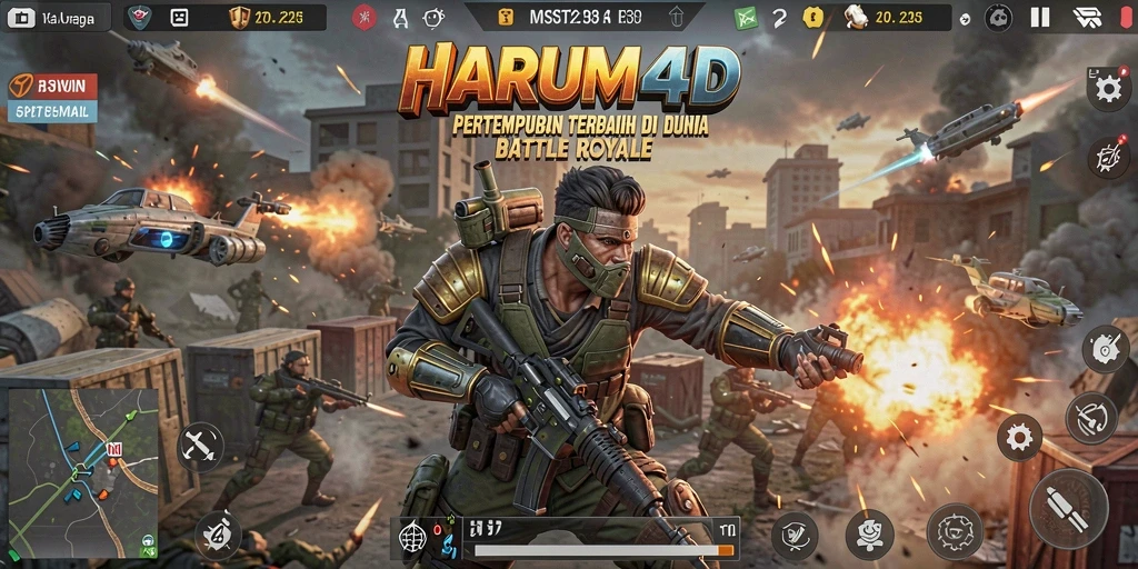Gameplay seru dan mendebarkan di HARUM4D Battle Royale.