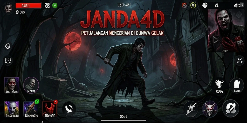 Tampilan gameplay menegangkan di dunia gelap JANDA4D.