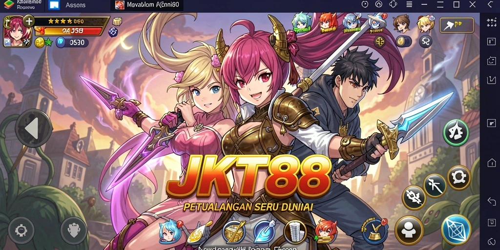 Tangkapan layar utama JKT88 menampilkan aksi pertarungan yang seru dan karakter anime.