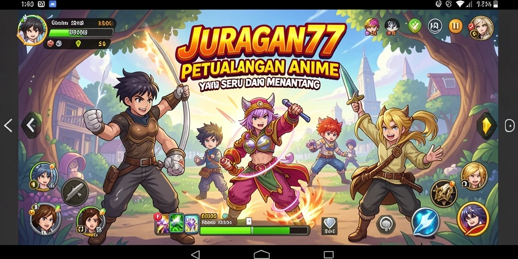 Tampilan gameplay menarik JURAGAN77 dengan karakter anime ikonik.