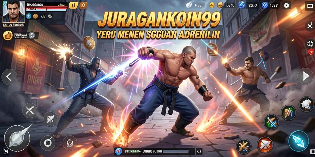 Tangkapan layar gameplay JURAGANKOIN99 menampilkan aksi pertarungan yang mendebarkan.