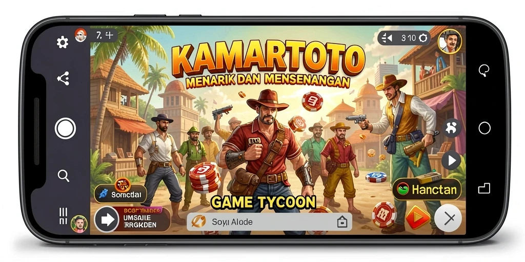 Menggambarkan gameplay KAMARTOTO dengan grafis yang menarik dan interaksi sosial.