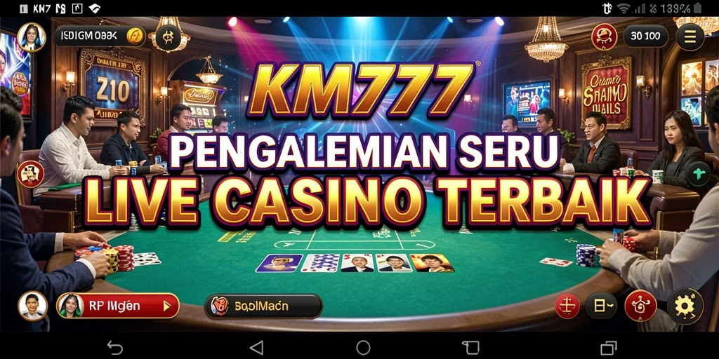 Screenshot gameplay Live Casino KM777 menampilkan dealer dan interaksi langsung.