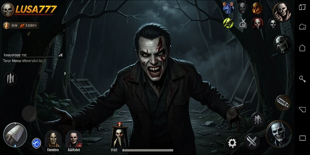 Screenshot utama LUSA777 dengan nuansa gameplay yang mencekam.