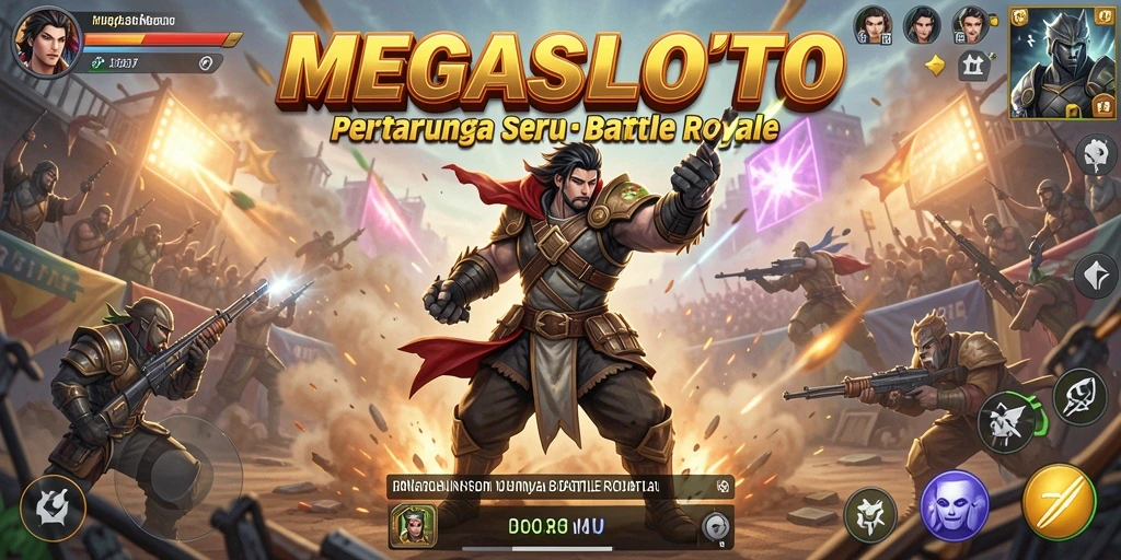 Tangkapan layar dari gameplay seru MEGASLOTO dalam pertarungan Battle Royale.