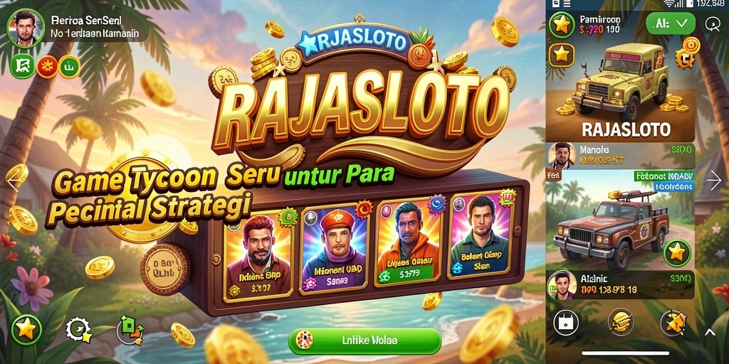 Tampilan gameplay RAJASLOTO menampilkan strategi pengelolaan bisnis yang menarik.