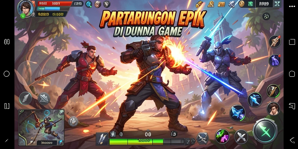 Tampilan gameplay seru di RR89 dengan karakter bertarung di arena.