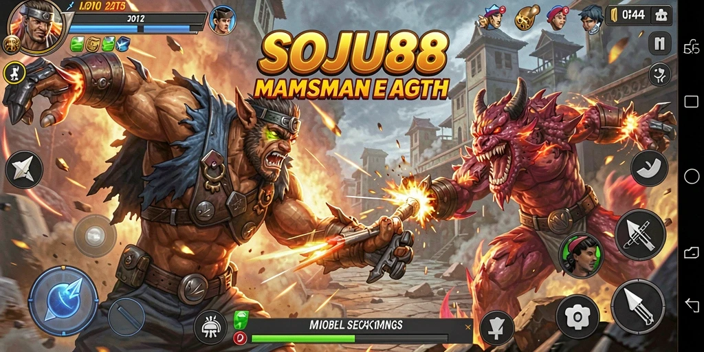 Tangkapan layar gameplay SOJU88 menampilkan aksi pertarungan yang mendebarkan.
