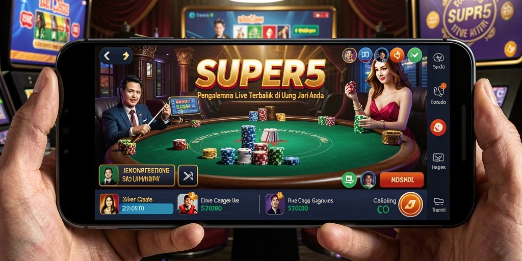 Tampilan gameplay Live Casino yang menarik dan interaktif di SUPER5.