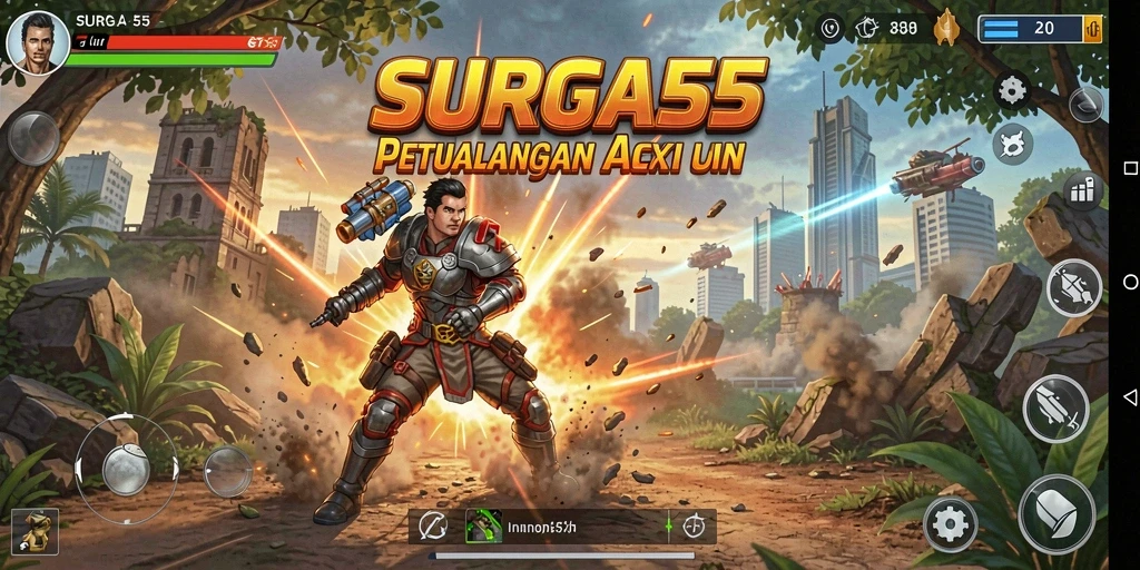 Gambaran aksi seru dalam SURGA55 yang memacu adrenalin.
