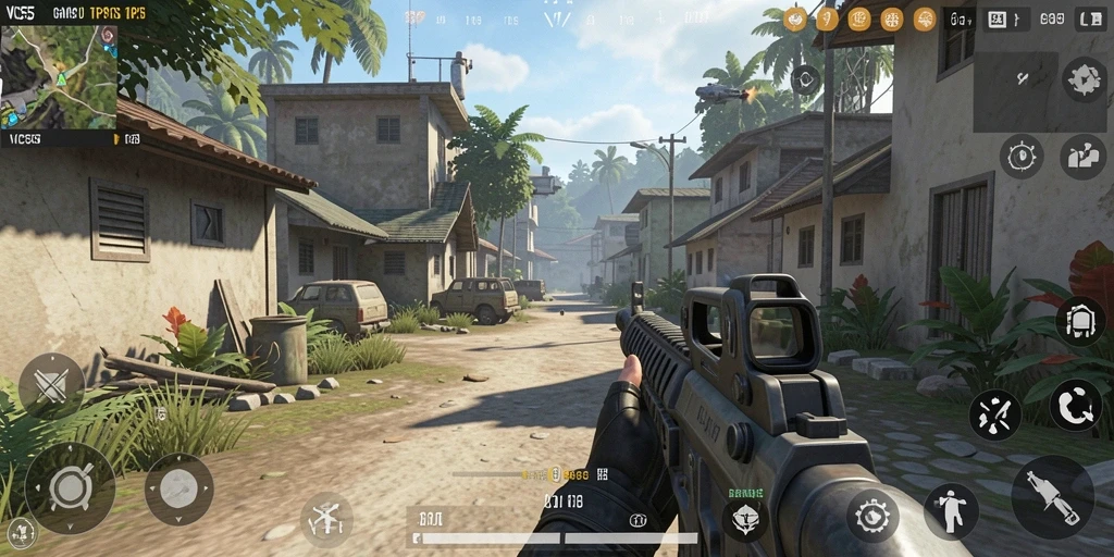 Screenshot gameplay VC55 menampilkan aksi seru dalam pertempuran TPS.