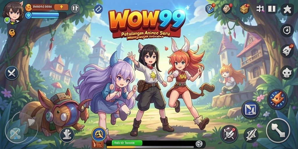 Tampilan gameplay seru dari WOW99 dengan karakter anime yang dinamis.
