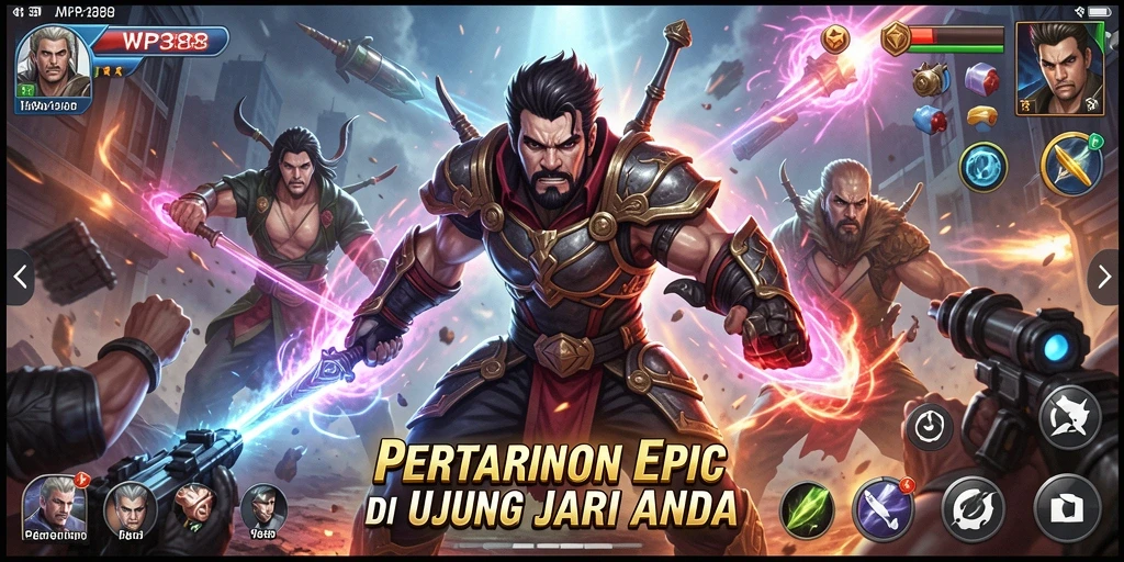 Tampilan gameplay seru di WP888 saat pertarungan berlangsung.